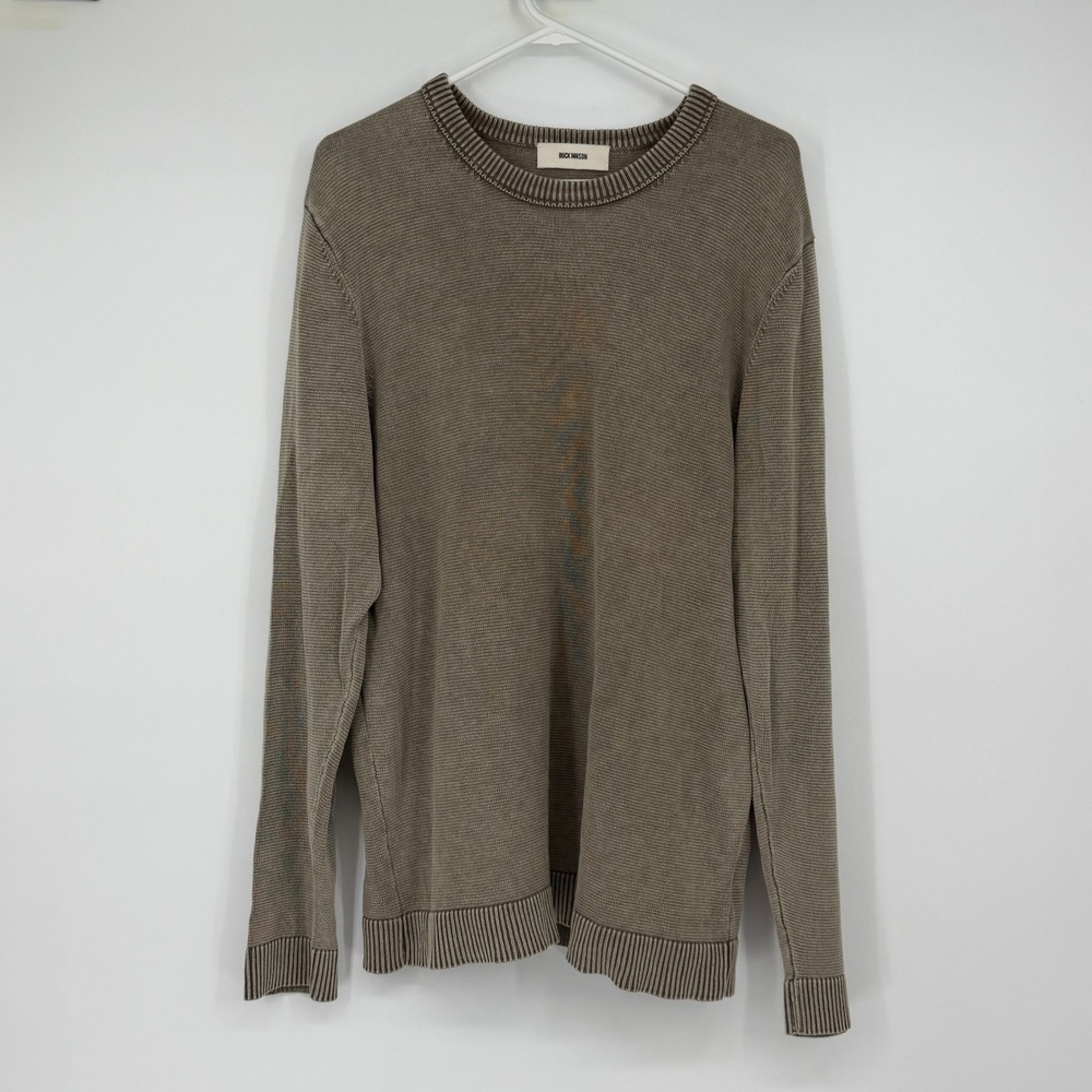 Buck Mason Mens Brown Cotton Ribbed Crew Neck Sweater